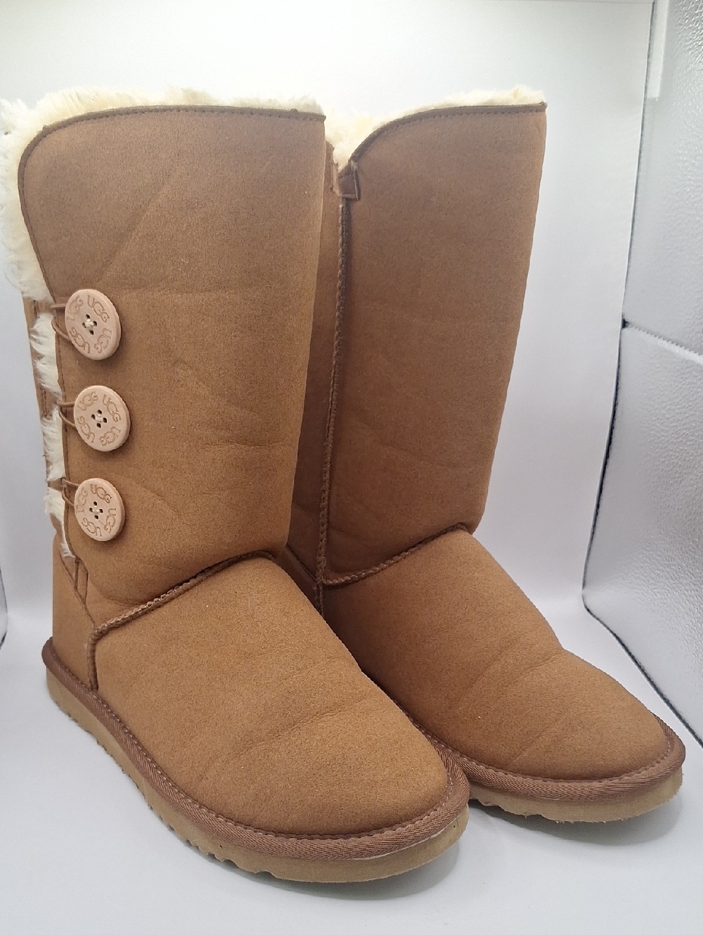 UGG Tall Button-Trim Winter Boots in Chestnut